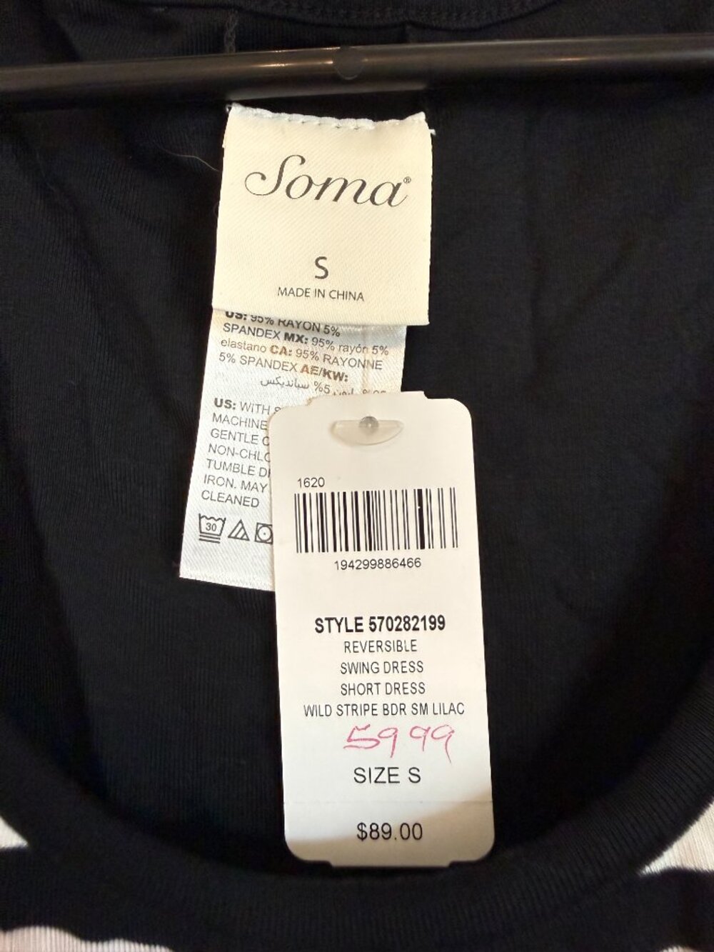 NWT Soma REVERSIBLE sleeveless dress featuring a unique black grey ombre. Size S - Picture 2 of 7